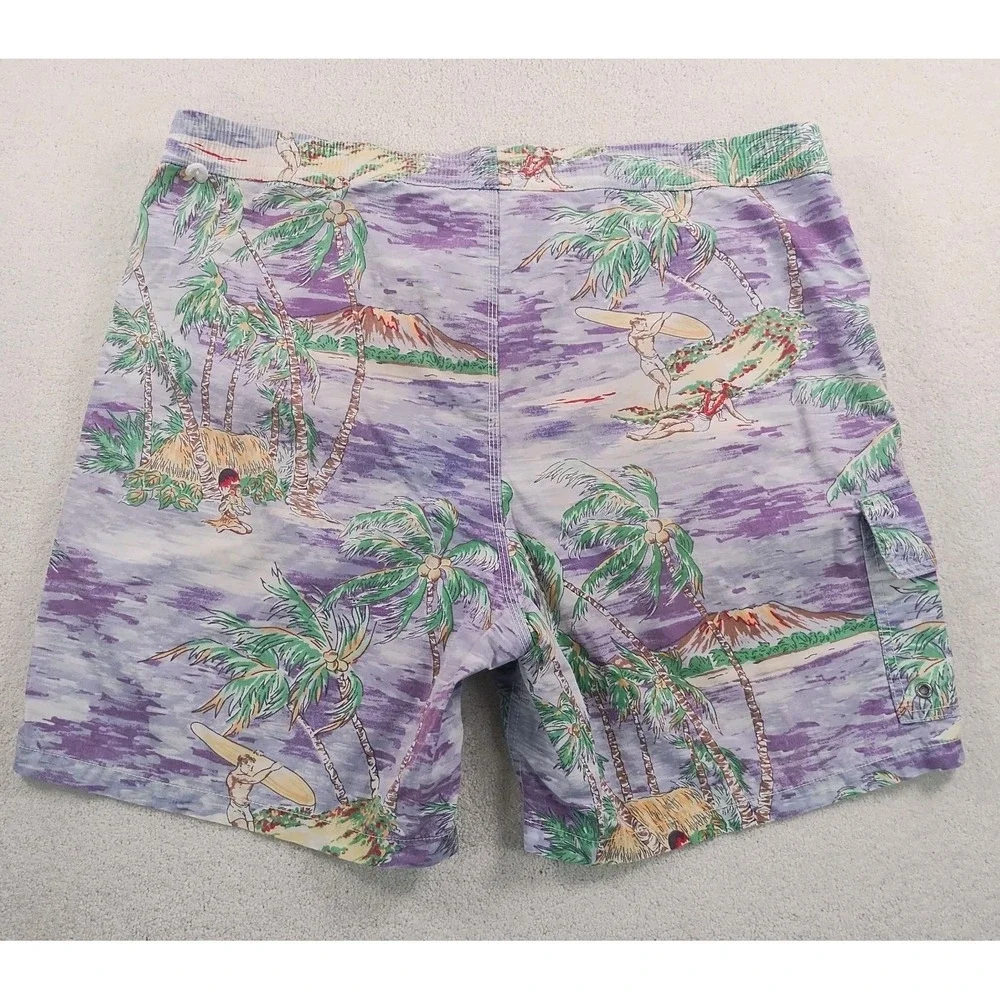 VTG POLO Ralph Lauren Swim Trunks Men's XL Cotton Blend Hawaiian Surf Beach EUC